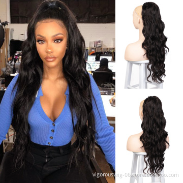 Wholesale Cheapest Drawstring Curly Weave Wrap Women Clip Elastic Hair Ties Brazilian Blonde Ponytail Extensions